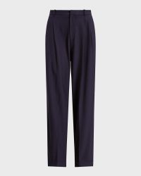 Straight-Leg Stretch Wool-Blend Pants