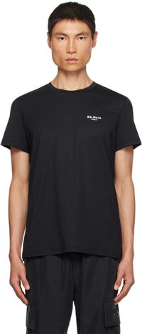 Balmain Black Flocked T-Shirt