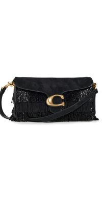 Coach Crystal Beaded Fringe Tabby Shoulder Bag B4/BLACK One Size