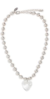 Kenneth Jay Lane Clear Heart Pendant Lobster Necklace Silver/Clear One Size