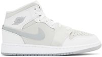 Nike Jordan Big Kids White & Gray Air Jordan 1 Mid SE Sneakers