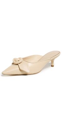 Cinq à Sept Layla Knotted Rose Kitten Heel Mules Nude 37