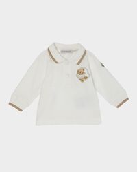 Boy's Embroidered Logo Long-Sleeve Polo Shirt, Size 9M-3