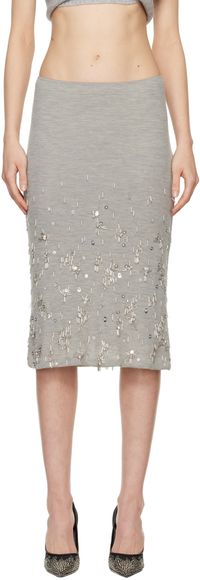 Christopher Esber Gray Crystal Cluster Midi Skirt