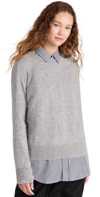 White & Warren Cashmere Long Sleeve Sweatshirt Grey Heather XS