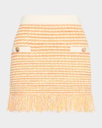 Kali Fringed Tweed Knit Mini Skirt