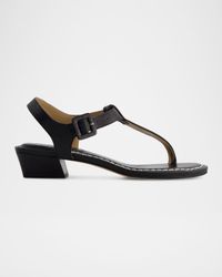 Goya Leather T-Strap Low Sandals