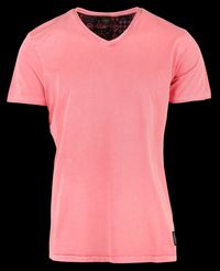Le Temps Des Cerises - Tee-shirt droit à Col V rouloté en coton - Taille 3XL - Rose