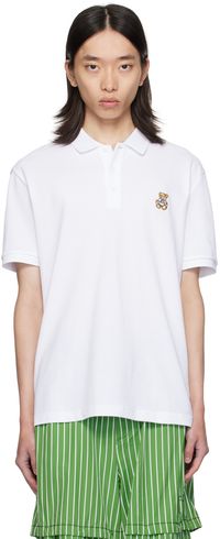 Moschino White Teddy Patch Polo