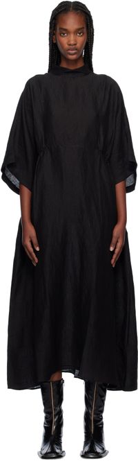 Henrik Vibskov Robe midi Very Turtle noire en lin mélangé