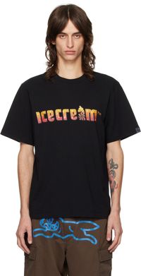 ICECREAM T-shirt noir à logo Soft Serve scintillant