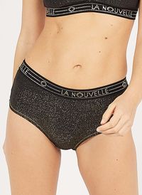 La Nouvelle - Shorty taille basse avec fils métallisés - Taille 4 - Noir