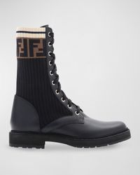 Leather Combat Boot with FF Cuff
