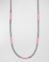 Sterling Silver Pink Caviar 5mm Rope Necklace
