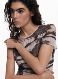 Desigual - Tee-shirt manches courtes imprimé - Taille XL - Noir