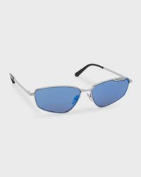 Men's Metal Cat-Eye Sunglasses with Logo