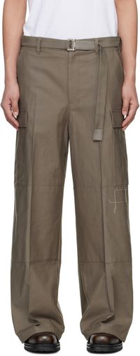 sacai Taupe WTAPS Edition Cotton Back Satin Cargo Pants