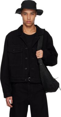 LEMAIRE Blouson camionneur noir en denim