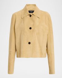 Emy Button-Down Goatskin Suede Jacket