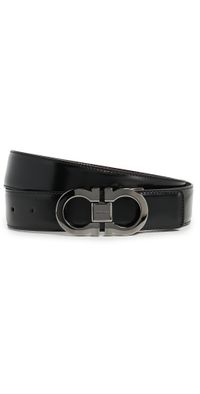 FERRAGAMO Gancini Buckle Reversible Belt Nero/Auburn 80