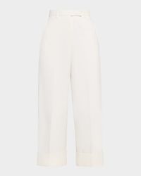 High-Rise Organic Cotton Canvas Straight-Leg Crop Trousers