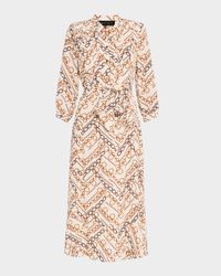 The Mila Gilden Chain-Print Dress with Flounce Hem