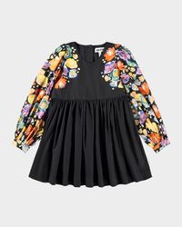 Girl's Cybil Floral Puff-Sleeve Dress, Size 7-12