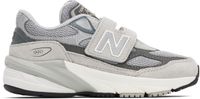 New Balance Little Kids Gray & Silver FuelCell 990v6 Hook and Loop Sneakers