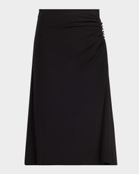 Hevira Ruched A-Line Midi Skirt