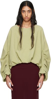 Dries Van Noten Green Draped Sweater