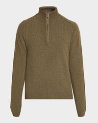 Men's Cashmere Mouline Half-Zip Sweater