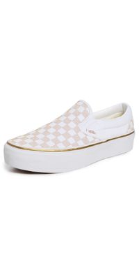 Vans Classic Slip On Platform Sneakers Metallic Checkerboard Gold M 4.5/ W 6
