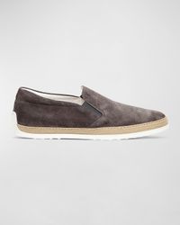 Suede Espadrille Slip-On Sneaker, Gray