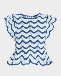 Coen Crochet Flutter-Sleeve Top