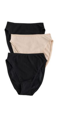 Natori Natori Bliss Bare Cotton High Cut Briefs 3 Pack Black/Black/Café M
