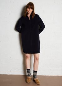 Hartford - Robe courte col chemise en velours côtelé - Taille 4 - Bleu