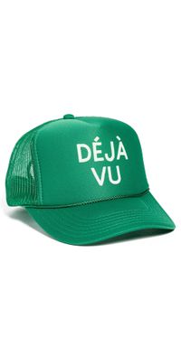 Clare V. Trucker Hat Green w/Cream Déjà Vu One Size