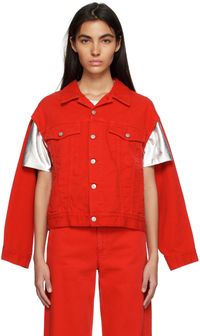 MM6 Maison Margiela Red Cutout Denim Jacket