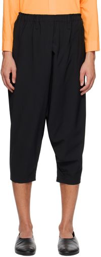 132 5. ISSEY MIYAKE Black Seamless Bottoms Basic Trousers