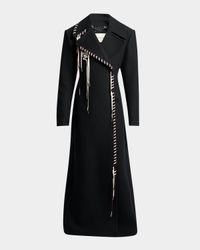 Embellished Floor-Length Wool Coat