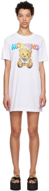 Moschino White Inflatable Teddy Bear Minidress