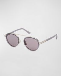 Men's ORIZZONTE II Metal-Acetate Round Sunglasses