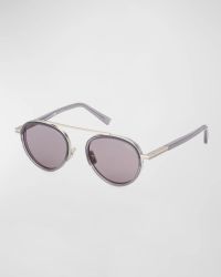 Men's ORIZZONTE II Metal-Acetate Round Sunglasses
