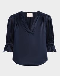 Fiona Silk Split-Neck Top