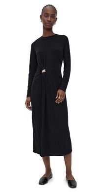 Vince Long Sleeve Side Drape Dress Black XS