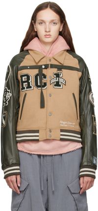 Reese Cooper Khaki Two Steps Forward Varsity Jacket