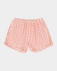 Girl's Kim Gingham-Print Frill Shorts, Size 18M-10