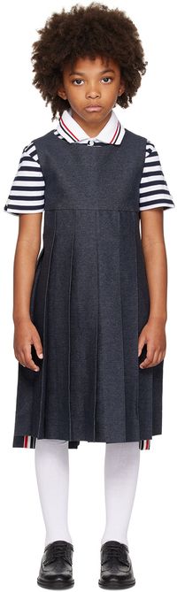 Thom Browne Enfant | Robe bleu marine en denim à plis