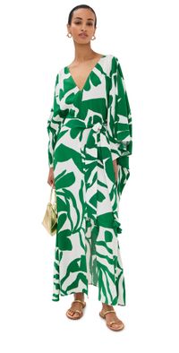 Figue Renata Kaftan Abstract Flora Garden Green L/XL
