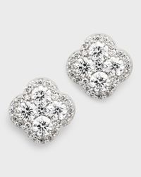 18K White Gold Diamond Flower Stud Earrings, 1.36tcw, 0.4"L / 0.4"W